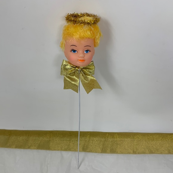 Vintage Other - 9” angel w/ halo doll head on pick vintage
